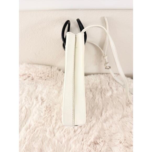 BALENCIAGA Shoulder Bag Phone Holder 593826 Crossbody Calfskin White Runway - Picture 7 of 11